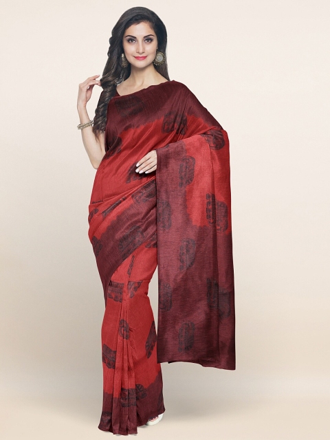 

Pothys Red & Black Ethnic Motifs Printed Saree