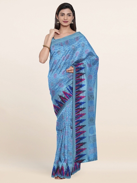 

Pothys Blue & Pink Floral Printed Saree