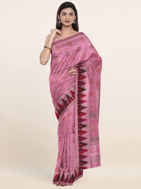 

Pothys Pink & Maroon Floral Printed Saree