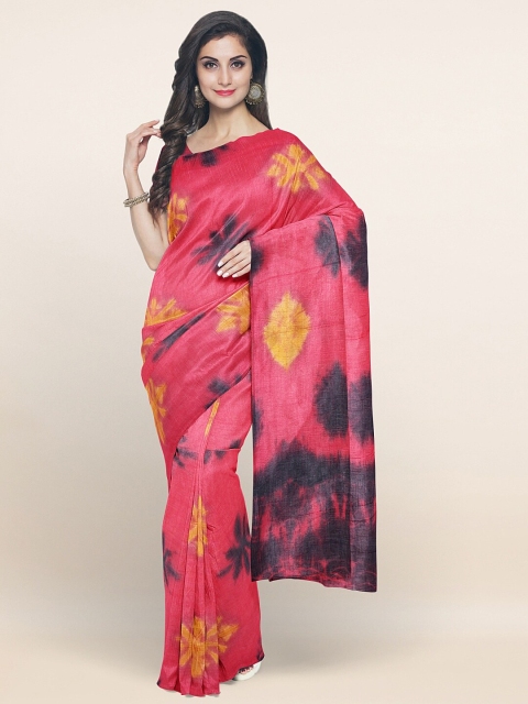 

Pothys Pink & Navy Blue Tie and Dye Printed Pure Cotton Saree