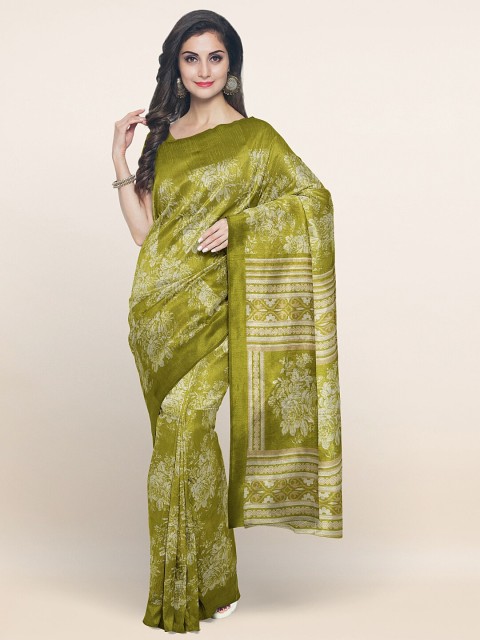 

Pothys Green & White Floral Printed Cotton Blend Saree