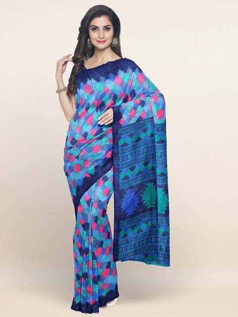 

Pothys Blue & Green Printed Saree