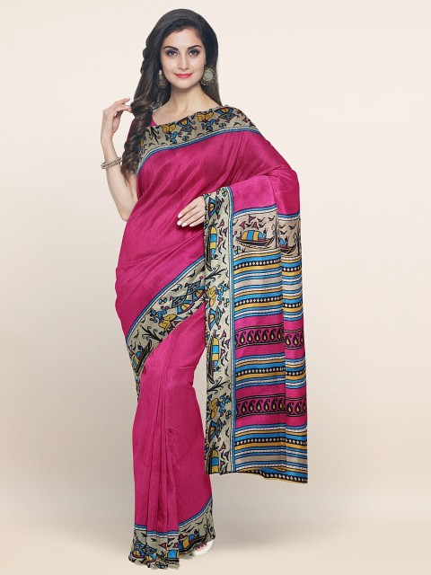 

Pothys Pink & Blue Ethnic Motifs Printed Saree