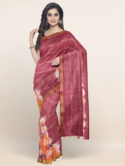 

Pothys Purple & Gold-Toned Bandhani Zari Pure Cotton Saree