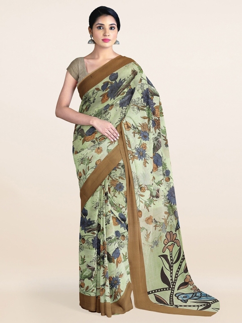 

Pothys Green & Blue Floral Printed Saree