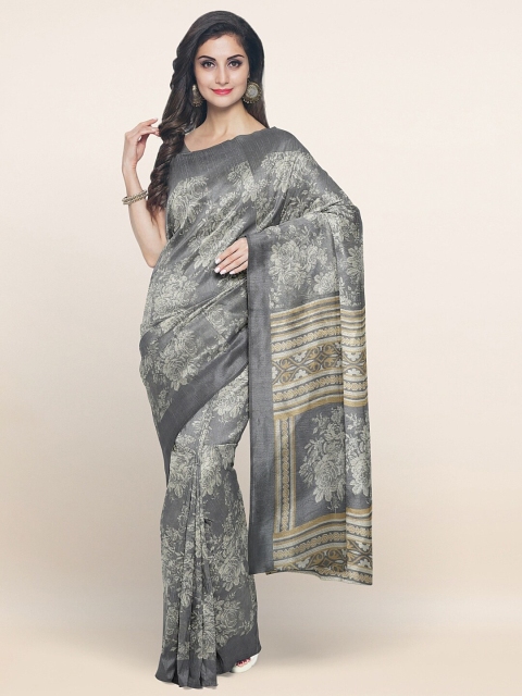 

Pothys Grey & Beige Floral Printed Saree