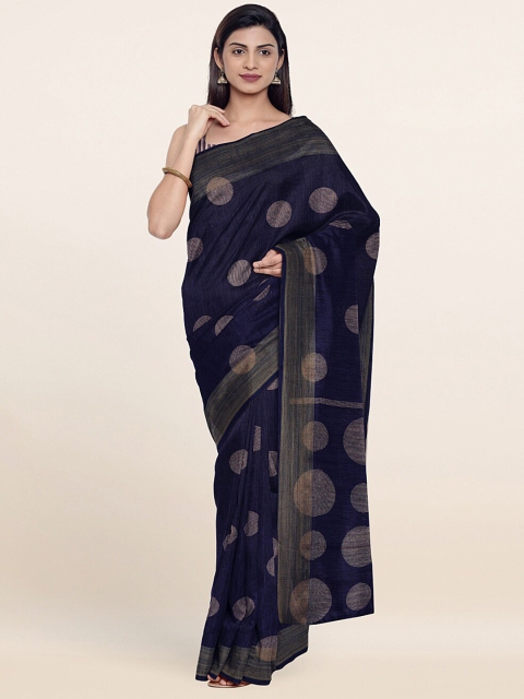 

Pothys Blue & Silver-Toned Woven Design Zari Saree