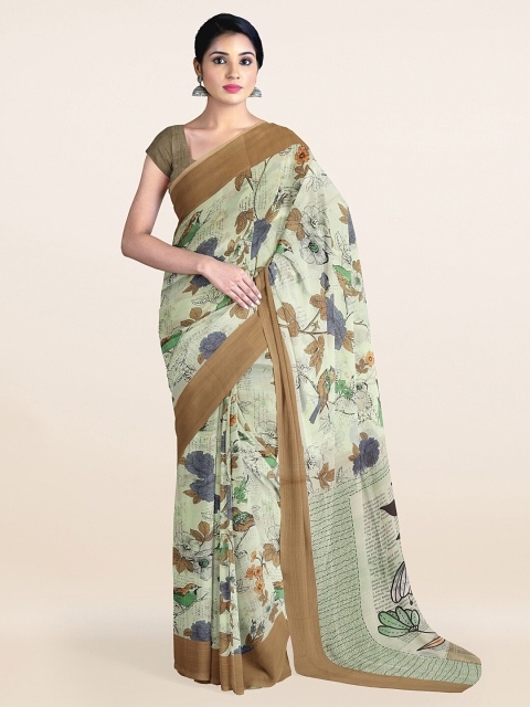 

Pothys Green & Brown Floral Saree