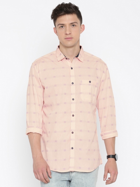 

Nature Casuals Men Peach-Coloured Slim Fit Self-Design Casual Shirt