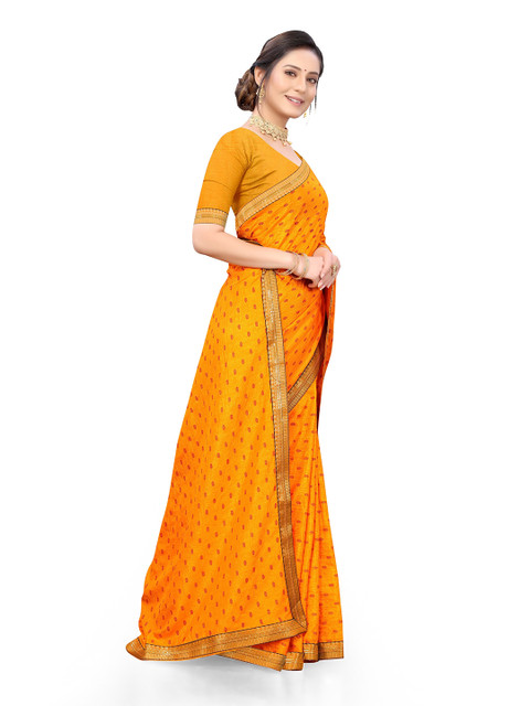

Viva N Diva Yellow & Gold-Toned Ethnic Motifs Saree