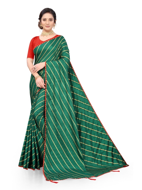 

Viva N Diva Green & Red Striped Saree