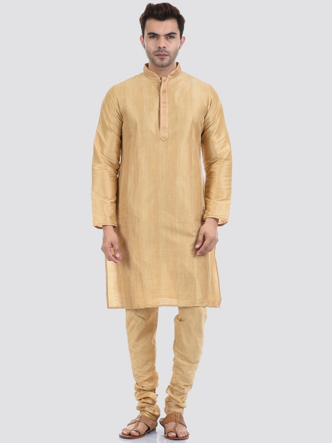 

Ethnicity Men Beige Self Design Cotton Blend Kurta Set
