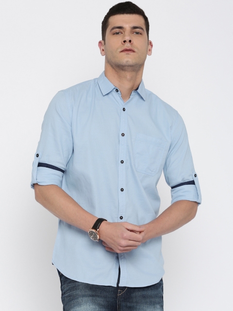 

Nature Casuals Men Blue Slim Fit Solid Casual Shirt