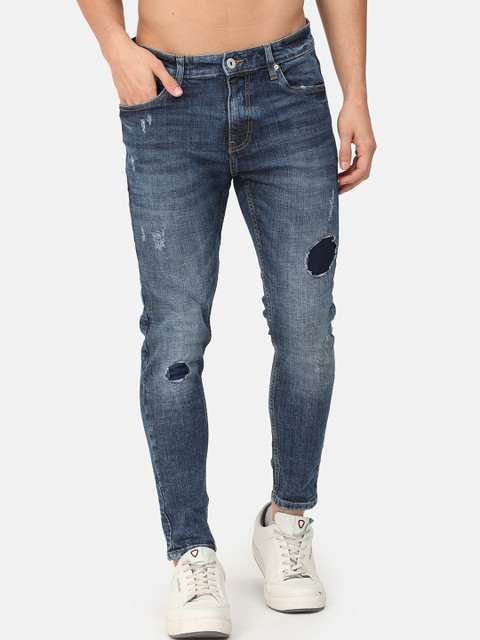 

Snitch Men Blue Washed Mildly Distressed Heavy Fade Denim Jeans