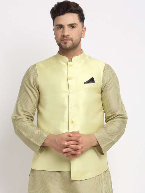 

NEUDIS Green Jacquard Woven Nehru Jacket
