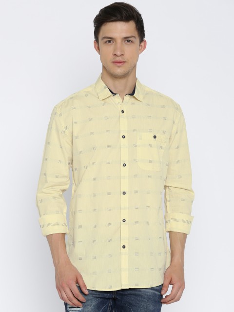 

Nature Casuals Yellow Slim Fit Self-Design Casual Shirt