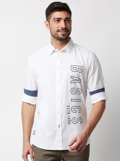 

Basics Men White Slim Fit Casual Cotton Shirt