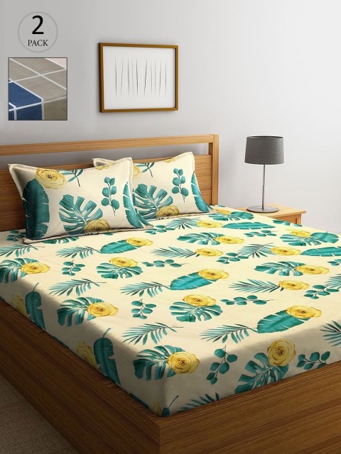 

KLOTTHE Multicoloured Floral 210 TC 2 Queen Bedsheet with 4 Pillow Covers, Multi