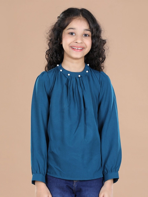 

Cutiekins Teal Blue Top with Pearl Embellished