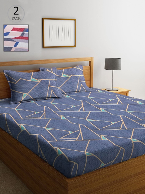 

KLOTTHE Multicoloured Geometric 210 TC 2 Queen Bedsheet with 4 Pillow Covers, Multi