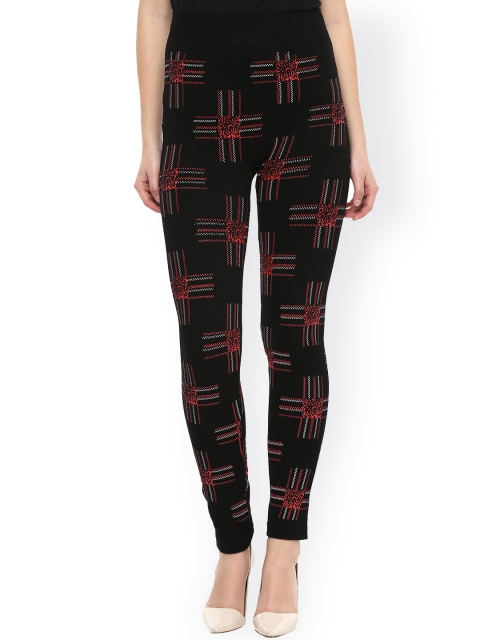 

Camey Women Black Printed Ankle-Length Leggings, Pink