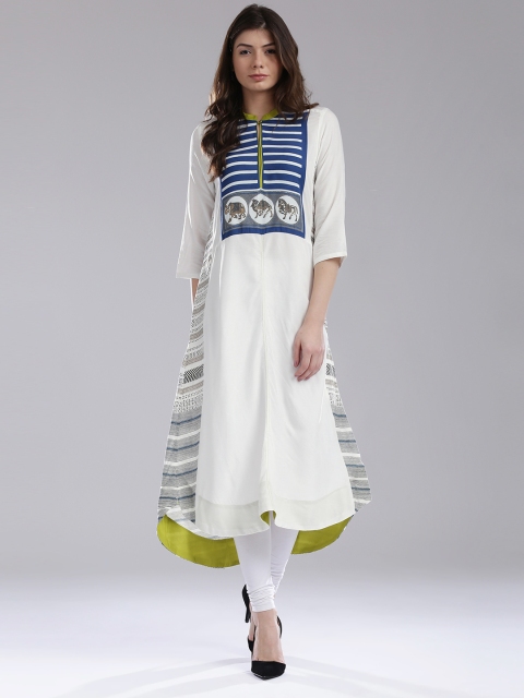 

W Women White Printed A-Line Kurta