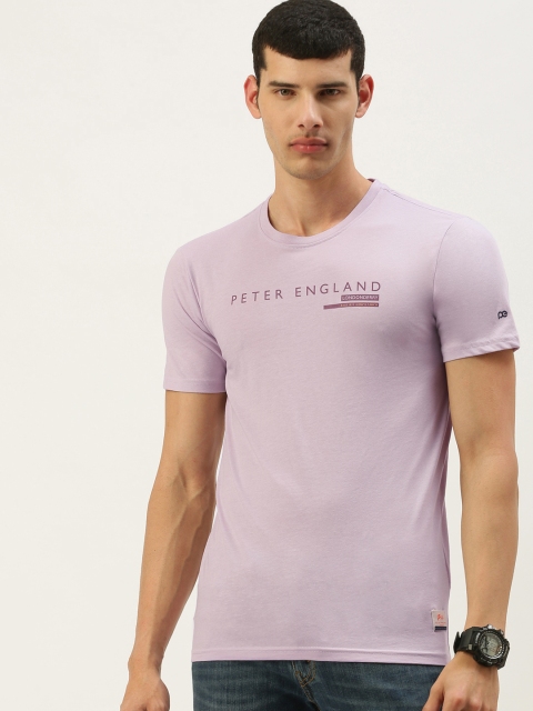 

Peter England Men Lavender Typography Printed T-shirt