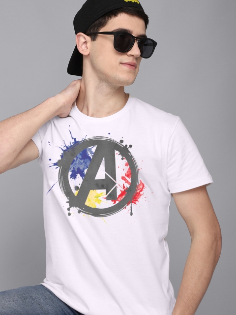 

Free Authority Men White & Grey Avengers Printed T-shirt
