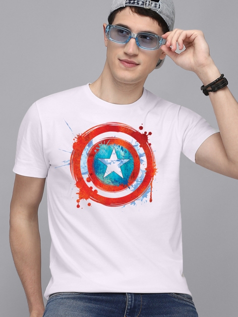 

Free Authority Men White & Red Captain America Printed T-shirt