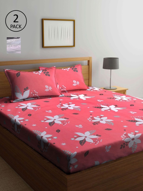 

KLOTTHE Multicoloured Floral 210 TC 2 King Bedsheet with 4 Pillow Covers, Multi