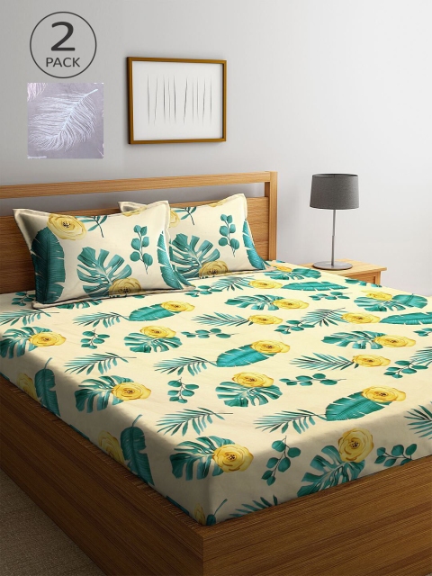 

KLOTTHE Multicoloured Floral 210 TC 2 King Bedsheet with 4 Pillow Covers, Multi