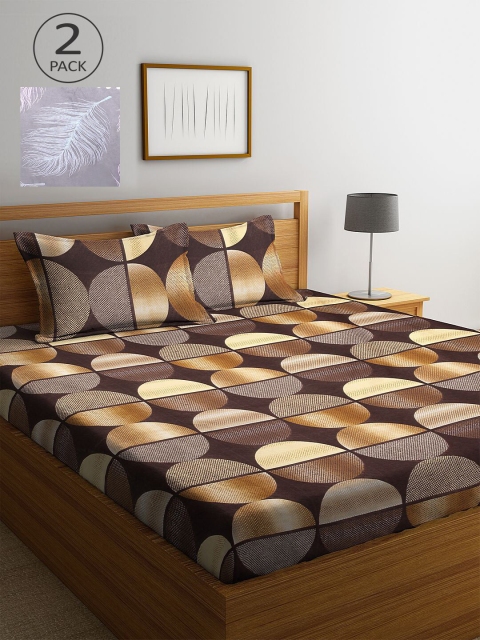 

KLOTTHE Multicoloured Geometric 210 TC 2 King Bedsheet with 4 Pillow Covers, Multi