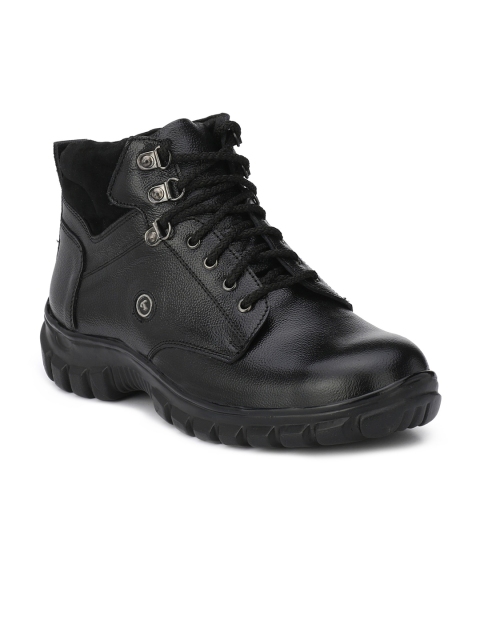 

TimberWood Men Black Leather High-Top Trekking Shoes