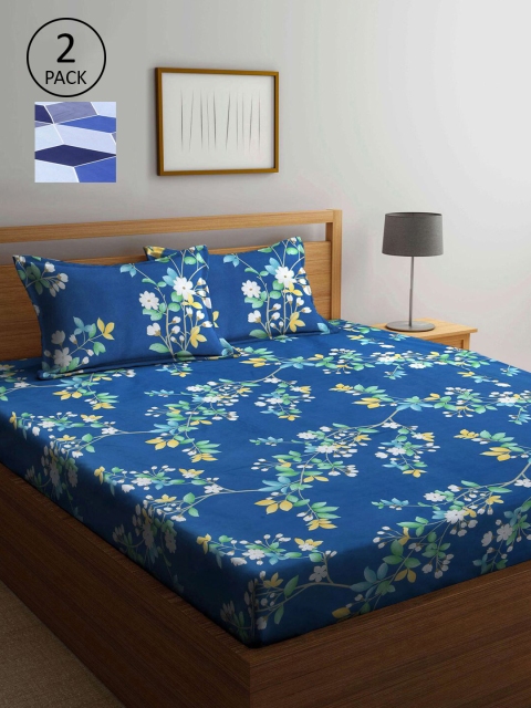 

KLOTTHE Multicoloured Floral 210 TC 2 King Bedsheet with 4 Pillow Covers, Multi