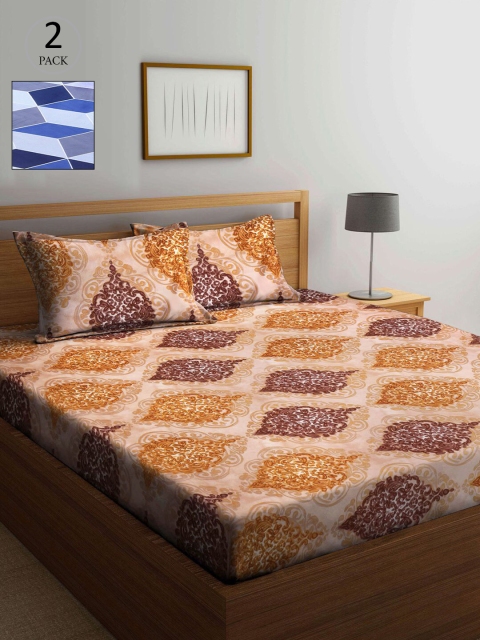 

KLOTTHE Multicoloured Ethnic Motifs 210 TC 2 King Bedsheet with 4 Pillow Covers, Multi