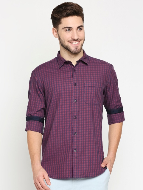 

Basics Men Red Slim Fit Checked Casual Shirt