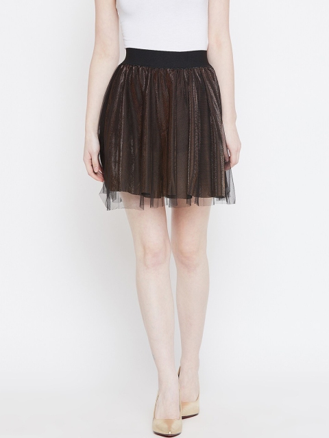 

Camey Women Black & Golden Flared Mini Tulle Skirt