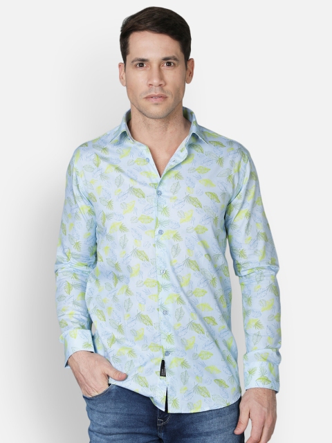 

Callino London Men Blue Standard Slim Fit Semi Sheer Printed Casual Shirt