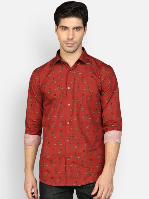 

Callino London Men Rust Standard Slim Fit Printed Casual Shirt