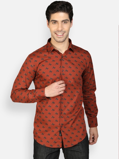 

Callino London Men Rust Floral Printed Standard Slim Fit Casual Shirt