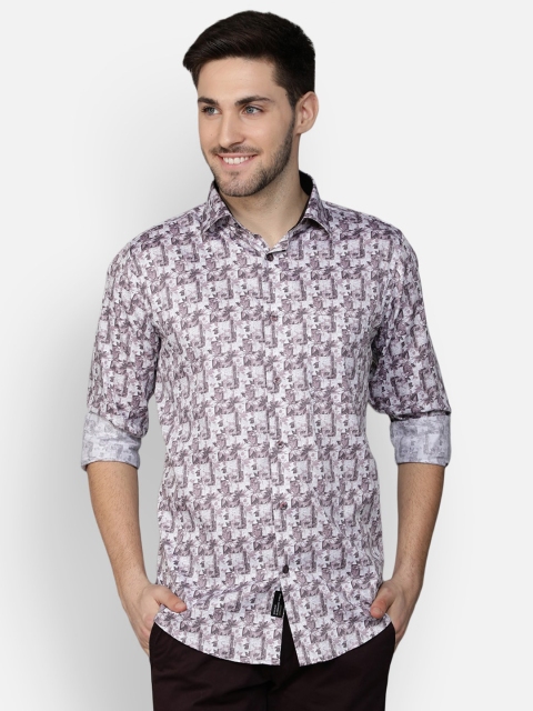 

Callino London Men Violet Standard Floral Printed Giza Cotton Casual Shirt