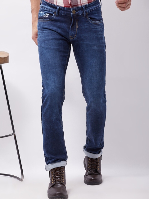 

Oxemberg Men Navy Blue Lean Slim Fit Slash Knee Light Fade Jeans
