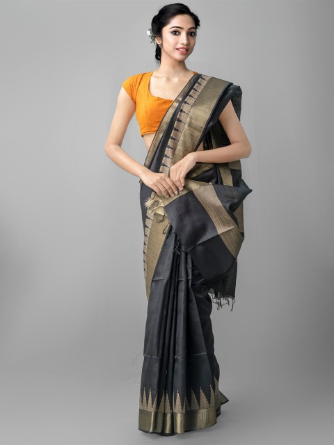 

Unnati Silks Black & Gold Woven Design Mysore Silk Saree