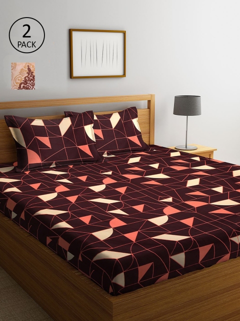 

KLOTTHE Multicoloured Geometric 210 TC 2 King Bedsheet with 4 Pillow Covers, Multi