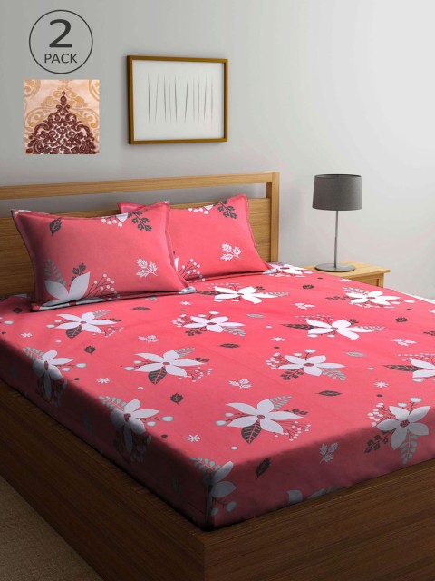 

KLOTTHE Multicoloured Floral 210 TC 2 King Bedsheet with 4 Pillow Covers, Multi