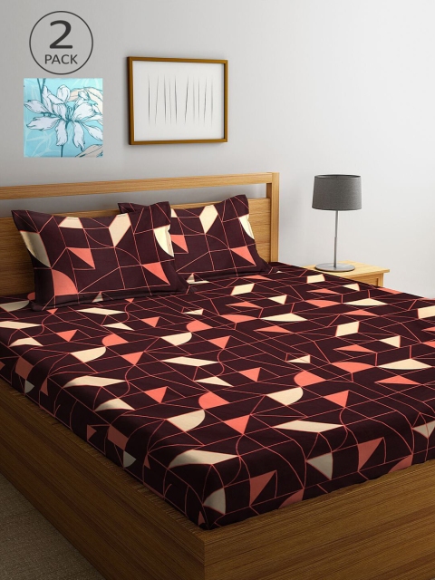 

KLOTTHE Multicoloured Geometric 210 TC 2 King Bedsheet with 4 Pillow Covers, Multi