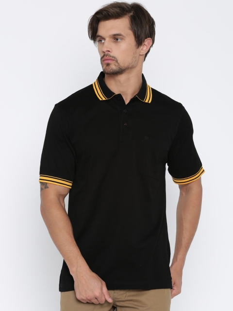 

Raymond Men Black Solid Polo T-shirt