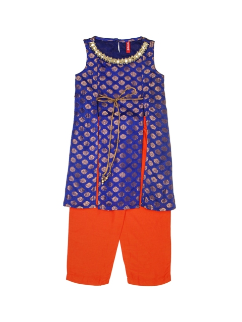 

Ethnicity Girls Blue & Red Ethnic Motifs Printed Kurti Set