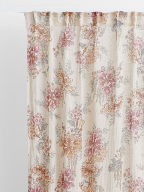 

H&M 2-Pack Beige & Pink Printed Multiway Linen-Blend Window Curtains