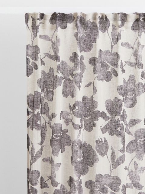 

H&M Grey & Beige Printed 2-Pack Multiway Linen-Blend Curtains